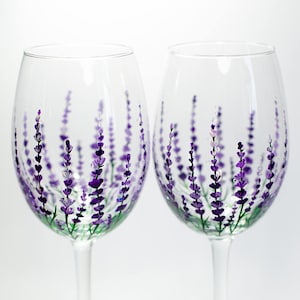 Wedding Wine Glasses Personalized Lavender glasses Gift for mom Bridal Party Wine Glasses Minimalist Gift image 1