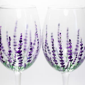 Wedding Wine Glasses Personalized Lavender glasses Gift for mom Bridal Party Wine Glasses Minimalist Gift image 2