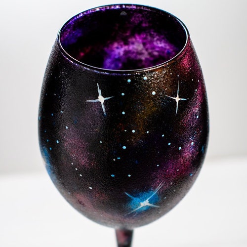 Stemless Galaxy Wine Glass Constellation Gifts Celestial Hand Etsy