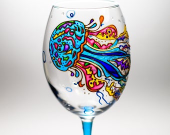 Jellyfish Wine Glasses Hand Painted Beach Wedding Favor