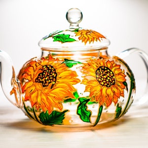 Custom Grandma Gift Personalized Teapot, Sunflowers Christmas Gift Floral, Customized Nana Gift