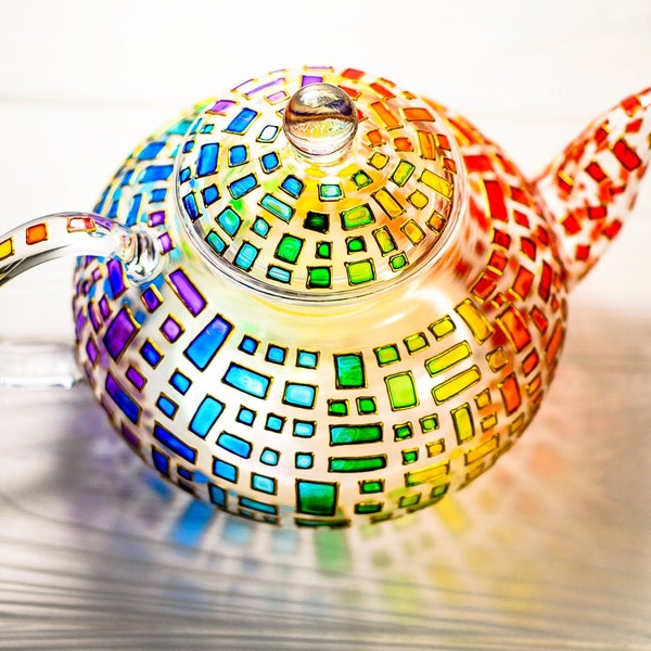 Colorful Glass Teapot - Personalized Colorful Gift for Parents - Unique Mothers Day Gift Tea Pot
