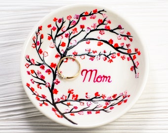 Personalized Ring Dish, Cherry Blossom Jewelry Dish