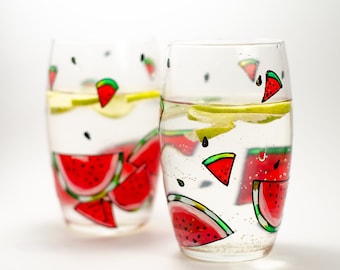 Watermelon Tumblers Personalized Fruit Drinking Glasses, Personalized Cocktail Glasses for Garden Party