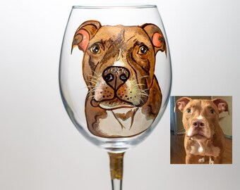 Pet Loss Gift, Custom Dog Portrait from Photo, Personalized Dog Wine Glass, Dog Lover Gift