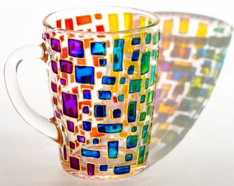 Rainbow Coffee Mug, Handmade Mug Colorful, Pride Mug