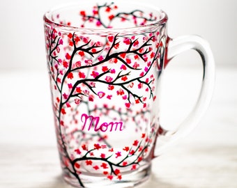 Personalized Mom Gift Cherry Blossom Mama Mug, Christmas Gift for Mom, Flowers Coffee Mug