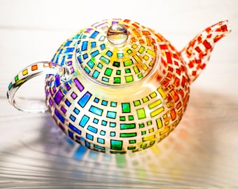 Colorful Glass Teapot - Personalized Colorful Christmas Gift for Parents - Unique Wedding Favors