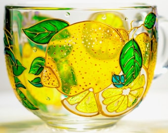 Lemon Coffee Mug, Mediterranean Summer Cup, Personalized Amalfi Coast Gift