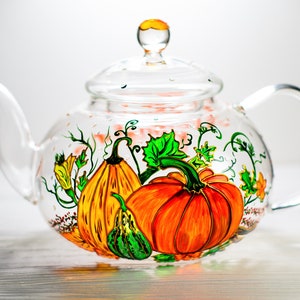 920ml(31oz) Pumpkin Glass teapot .DAFGAAKLKG Safe medium teapot.Sassy  teapot with attitude.The Office teapot.For Flower Tea and Loose Leaf Tea  Maker Set: Teapots