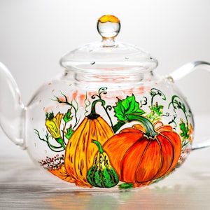 Pumpkin Teapot, Fall Kitchen Gift Personalised, Pumpkin Tea Maker, Autumn Gift for Tea Lovers