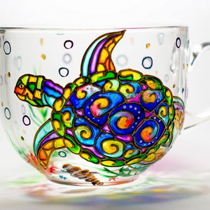 Schildkröten-Tasse unter dem Meer-Freundin-Geschenk, niedliche Kaffeetasse-Ozeanleben-personalisierte Tasse