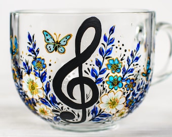 Music Teacher Coffee Mug, Personalized Teacher Thank You Gift, Treble Clef Cup