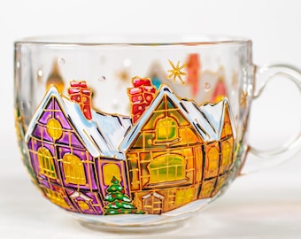 Personalized Christmas Mug, Winter Village Cup, Holiday Hostess Gift