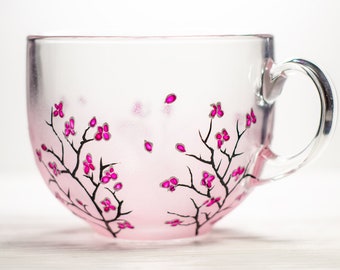 Cherry Blossom Mug, Floral Mothers Day Gift, Sakura Japanese Style Cup  2-5 DAYS TO USA