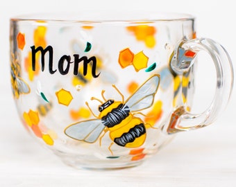 Personalized Coffee Bee Mug, Mothers Day Gift for Mom, Personalized Mom Mug