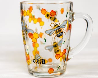 Honey Bee Mug, Personalized Bee and Honeycomb Coffee Mug, Mothers Day Gift for Mom