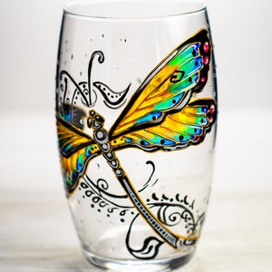 Personalized Dragonfly Wine Glass, Custom Stemless Wine Glasses