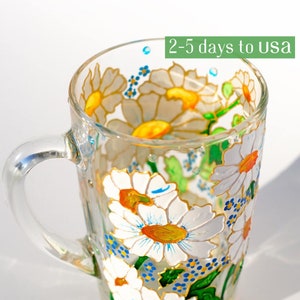 April Birth Month Flower Mug, Daisy Coffee Mug, Handmade Daisy Gifts Women, Camomile Coffee Mug, 2-5 DAYS TO USA
