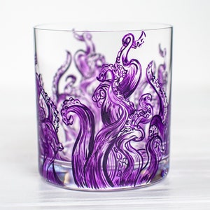 Personalized Fathers Day Gift Whiskey Glass, Rock Glass, Bourbon Glass, Octopus Tentacles Gift