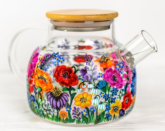 Wildflowers Teapot, Personalized Mothers Day Gift, Botanical Floral Teapot, Gift for Mom