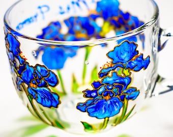 Bridesmaid Gift Mug, Blue Iris Mug, Bridal Shower Present