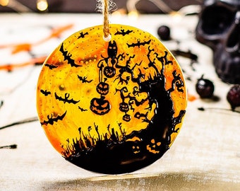 Halloween Party Decoration Glass Ornament Tree with Pumpkins Fall Decoration Gift for Halloween GIFT BOX Included