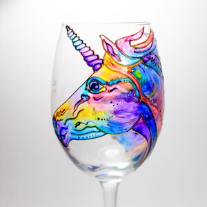 Unicorn Wine Glass Hand Painted Unicorn Party Decorations Girlfriend Gift for Christmas Unicorn Gift