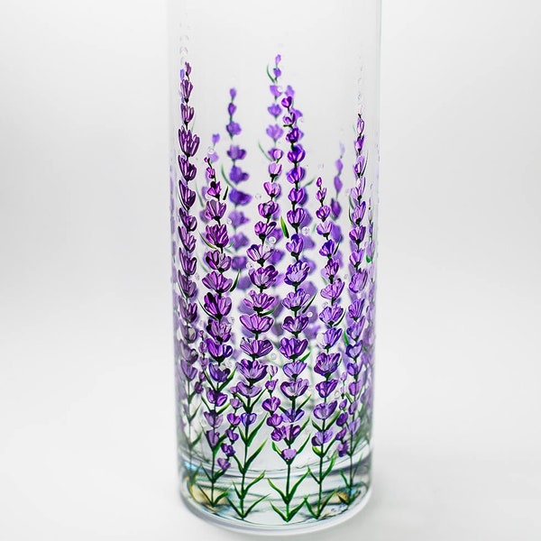 Flower Vase Home Decor, Glass Vase for Flowers Table Centerpiece, Custom Wedding Flower Centerpieces Lavender