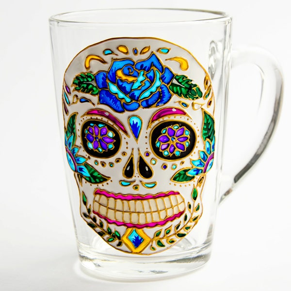 Sugar Skulls Mug Colorful Halloween Mug Day of the Dead Skull Mug