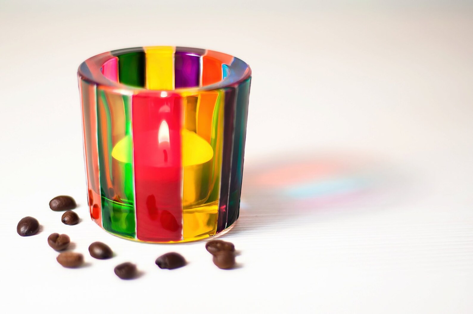 Rainbow Candle Holder Hand Painted Wedding Glass Candle Holder Etsy