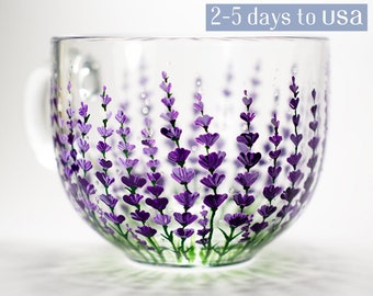 Lavender Coffee Mug, Floral Mothers Day Gift , 2-5 DAYS TO USA