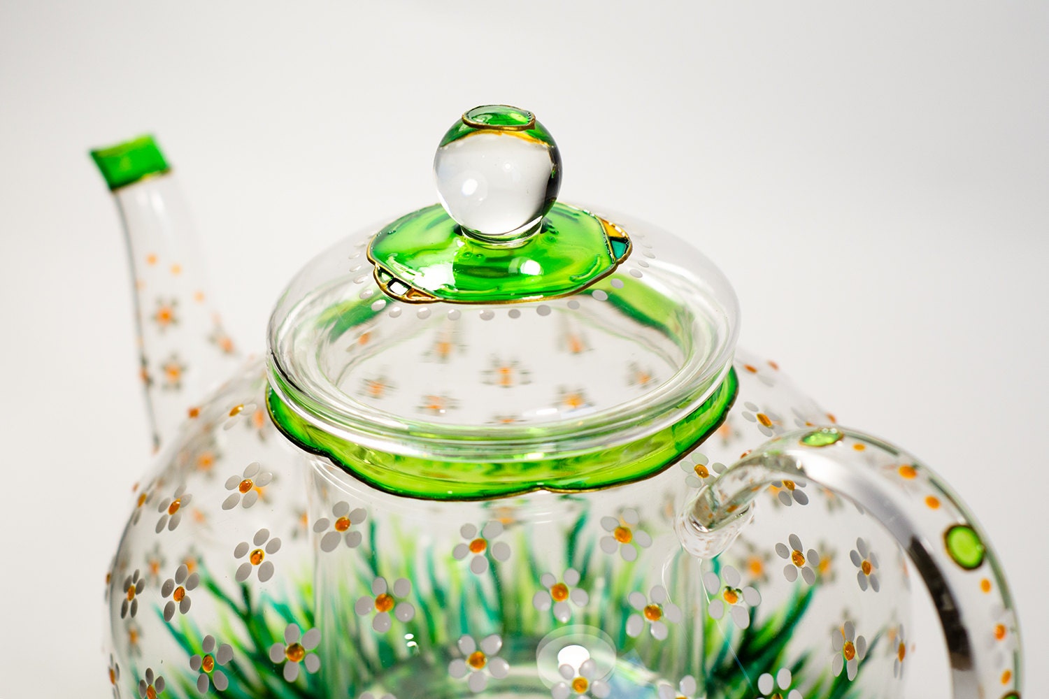 Glass Teapot With Infuser Tea Kettle Floral Tea Pot Daisies Etsy