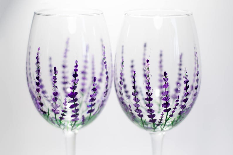 Wedding Wine Glasses Personalized Lavender glasses Gift for mom Bridal Party Wine Glasses Minimalist Gift image 2