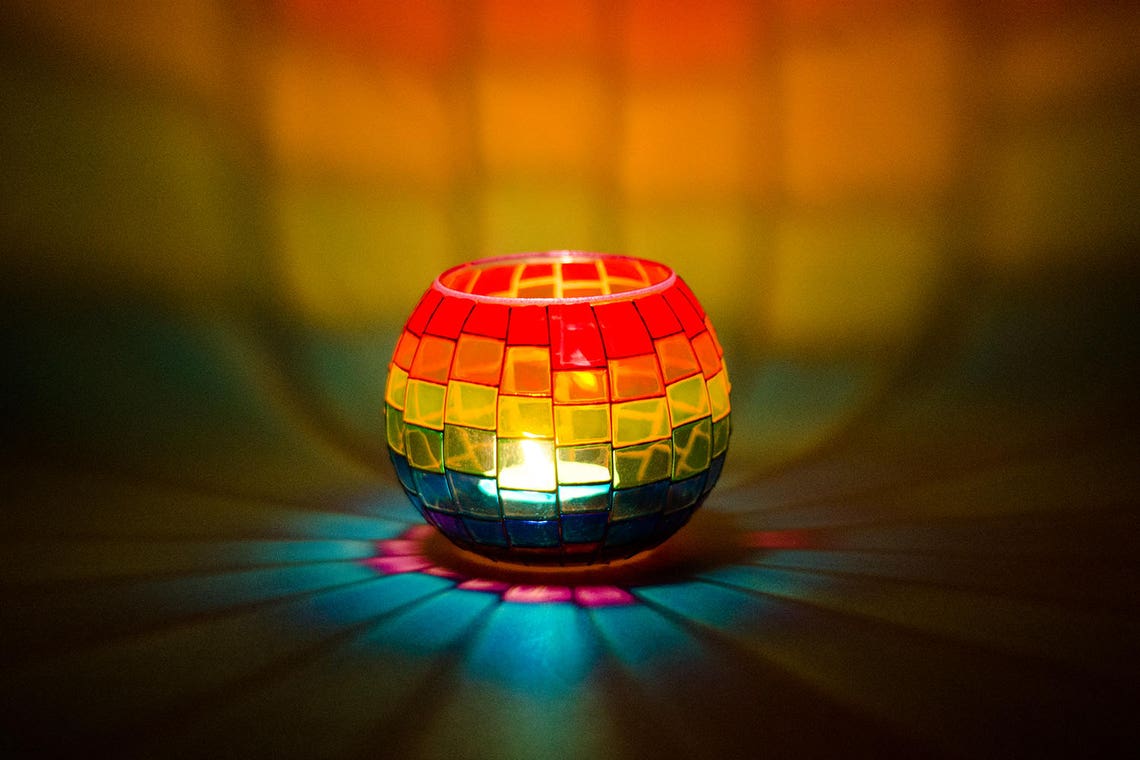 Glass Candle Holders Hand painted Rainbow Glass Vase Votive Etsy