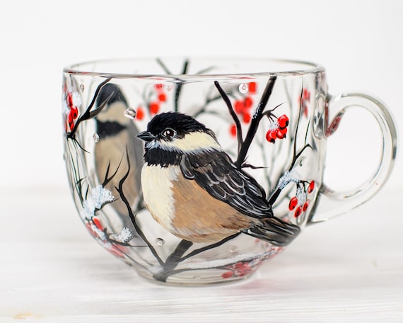Chickadee Mug, Birdwatcher Gift, Personalized Bird Lover Coffee Cup