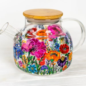 Wildflowers Teapot, Personalized Mothers Day Gift, Botanical Floral Teapot, Gift for Mom image 6