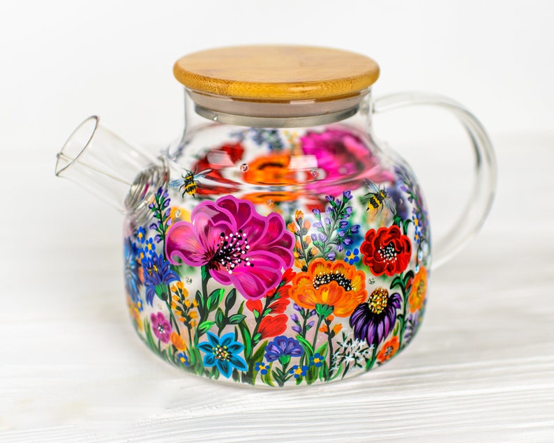 Wildflowers Teapot, Personalized Mothers Day Gift, Botanical Floral Teapot, Gift for Mom image 6