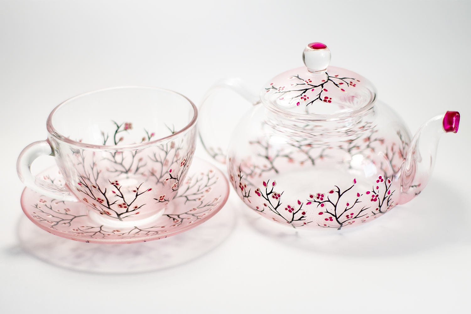 Cherry Blossom Tea Set, Pink Sakura Teapot Set, Christmas Gift for