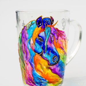 Horse Lover Gift Colorful Horse Mug, Personalized Gift Equestrian Unique Animal Watercolor
