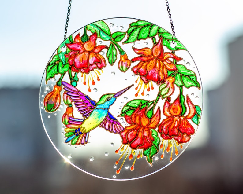 Stained Glass Hummingbird Suncatcher Personalized Hummingbird Etsy UK