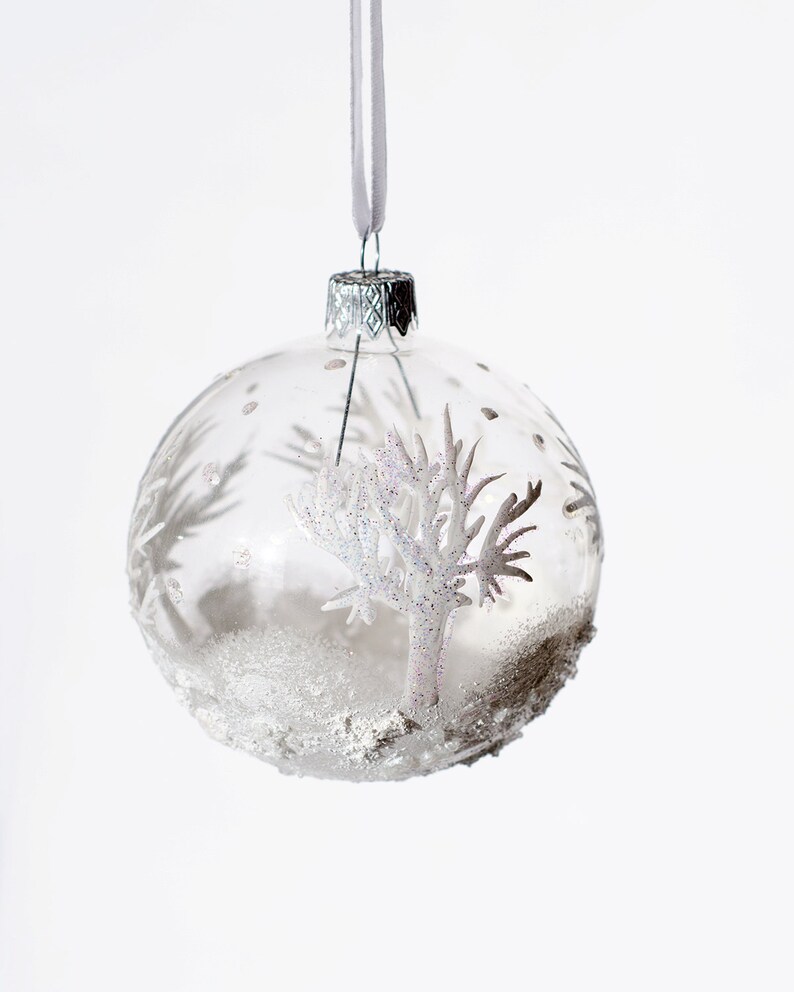 Glass White Christmas Ornaments Glass Ball Christmas Tree Etsy