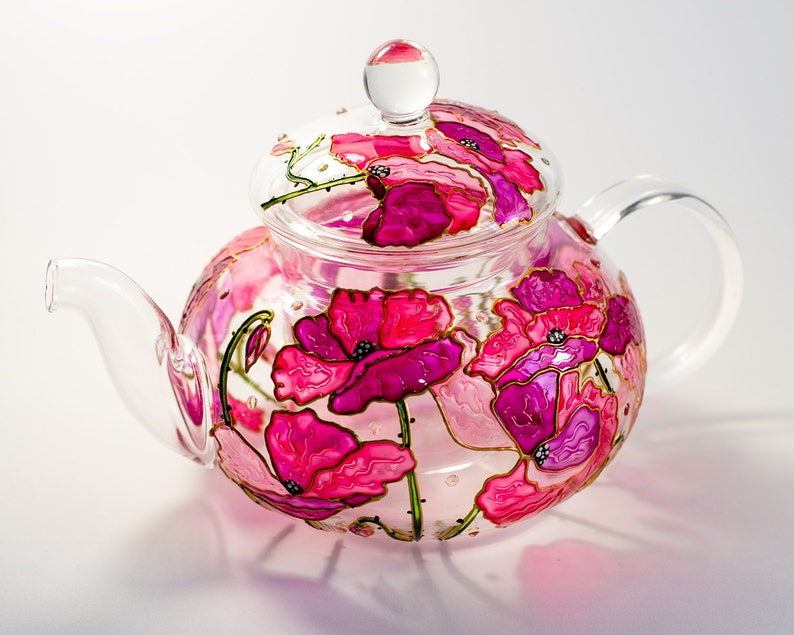 Glass Teapot Flowers Teapot Gift for Tea Lover Tea Coffee Etsy