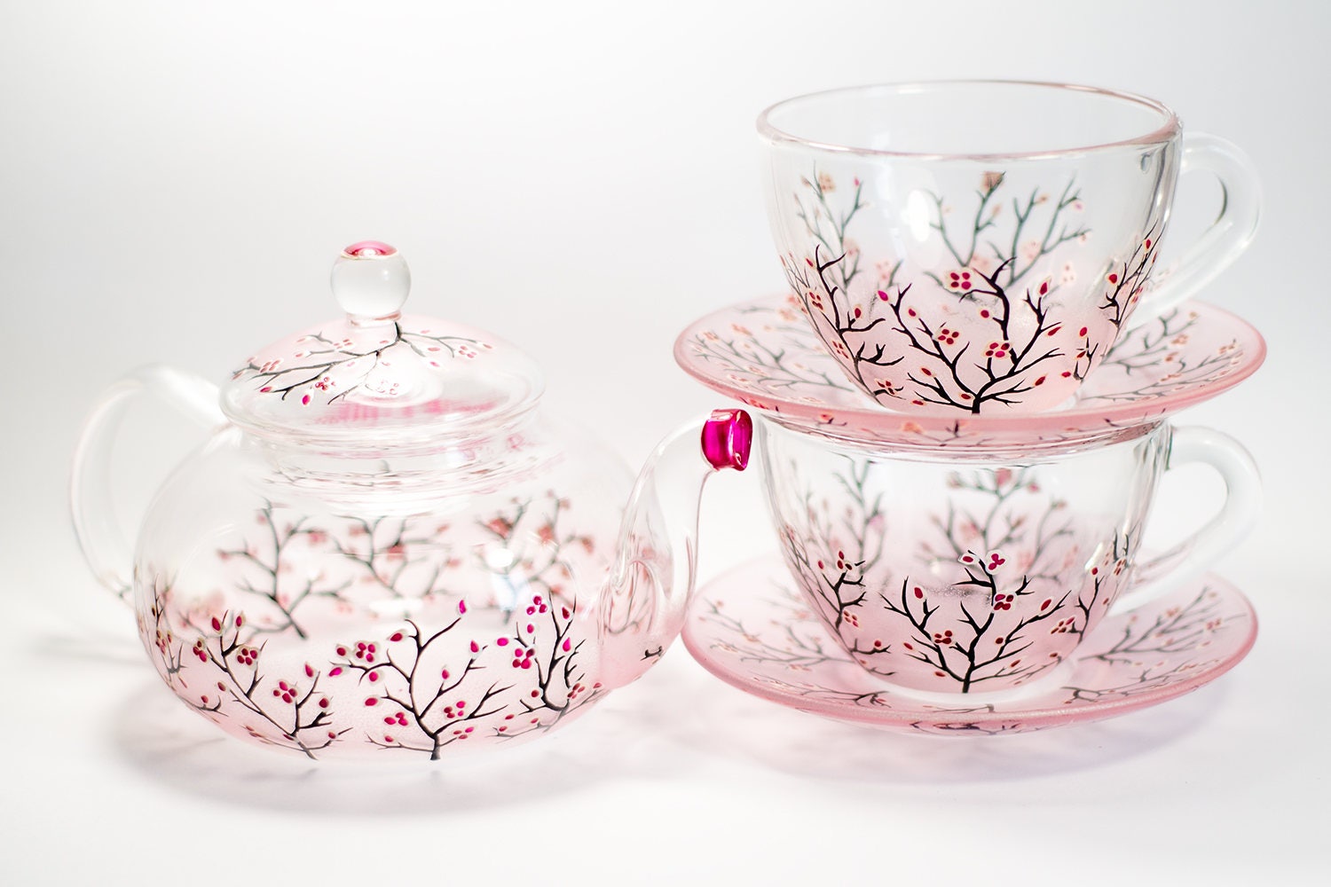 Cherry Blossom Tea Set, Pink Sakura Teapot Set, Christmas Gift for