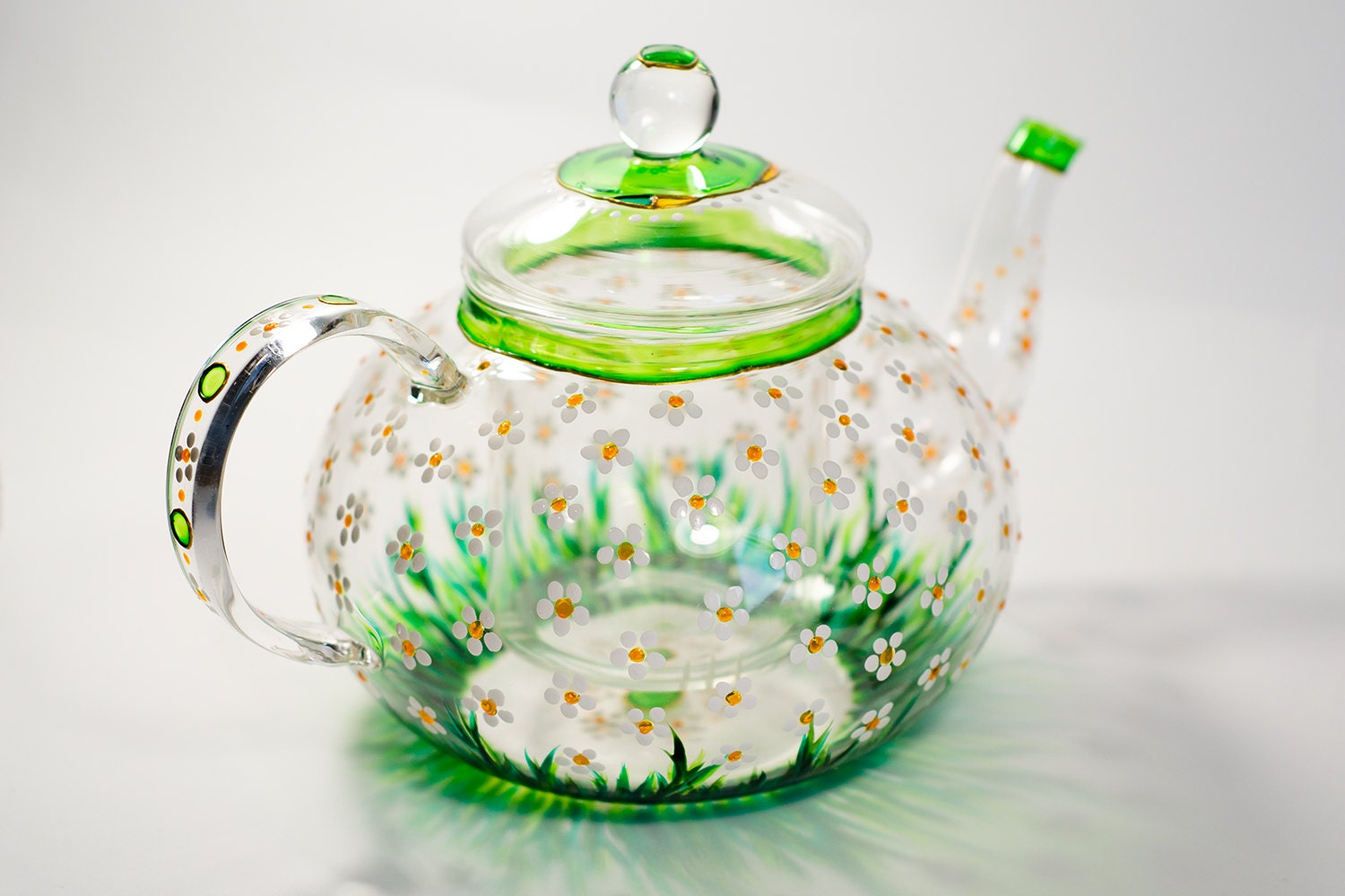 Glass Teapot With Infuser Tea Kettle Floral Tea Pot Daisies Teapot