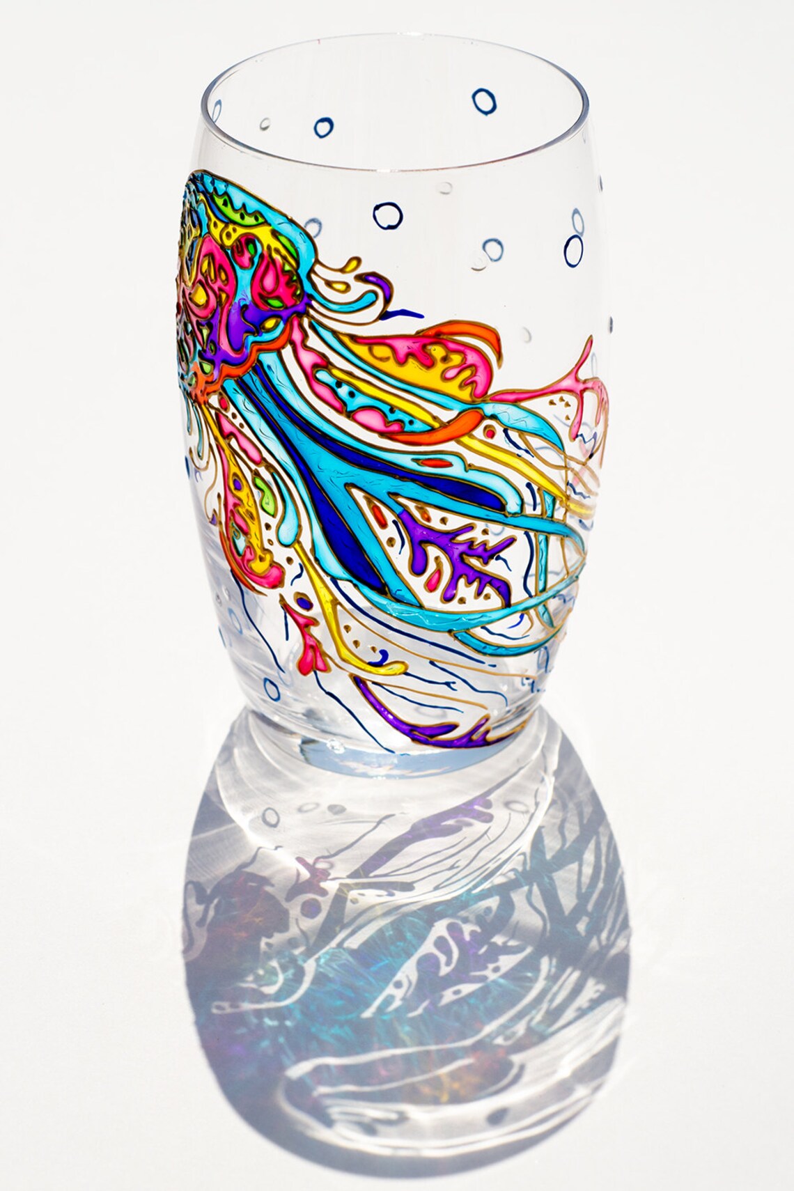 Jellyfish Wine Glass Hand Painted Drinking Glasses Stemless Etsy