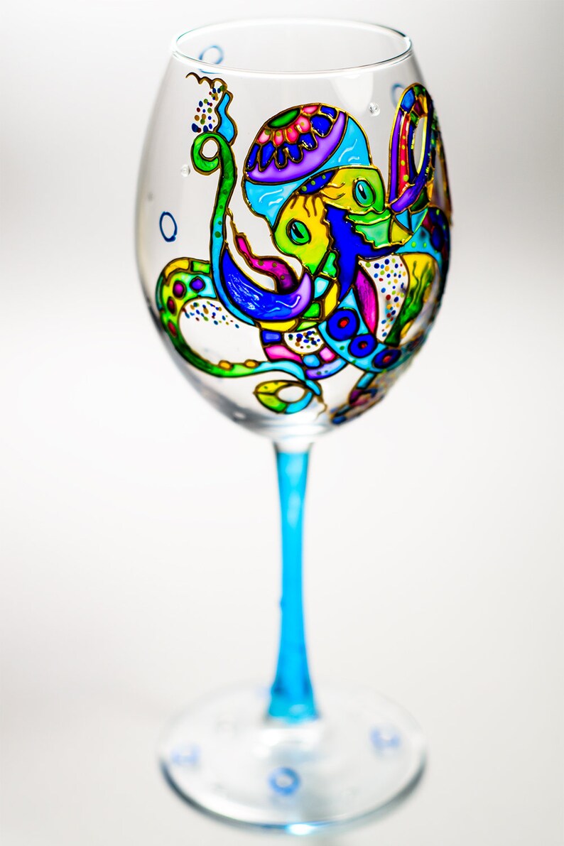 Bridesmaid Glasses is Personalized Wine Glasses Ocean Themed Octopus and Jellyfish Stem Wine Glasses