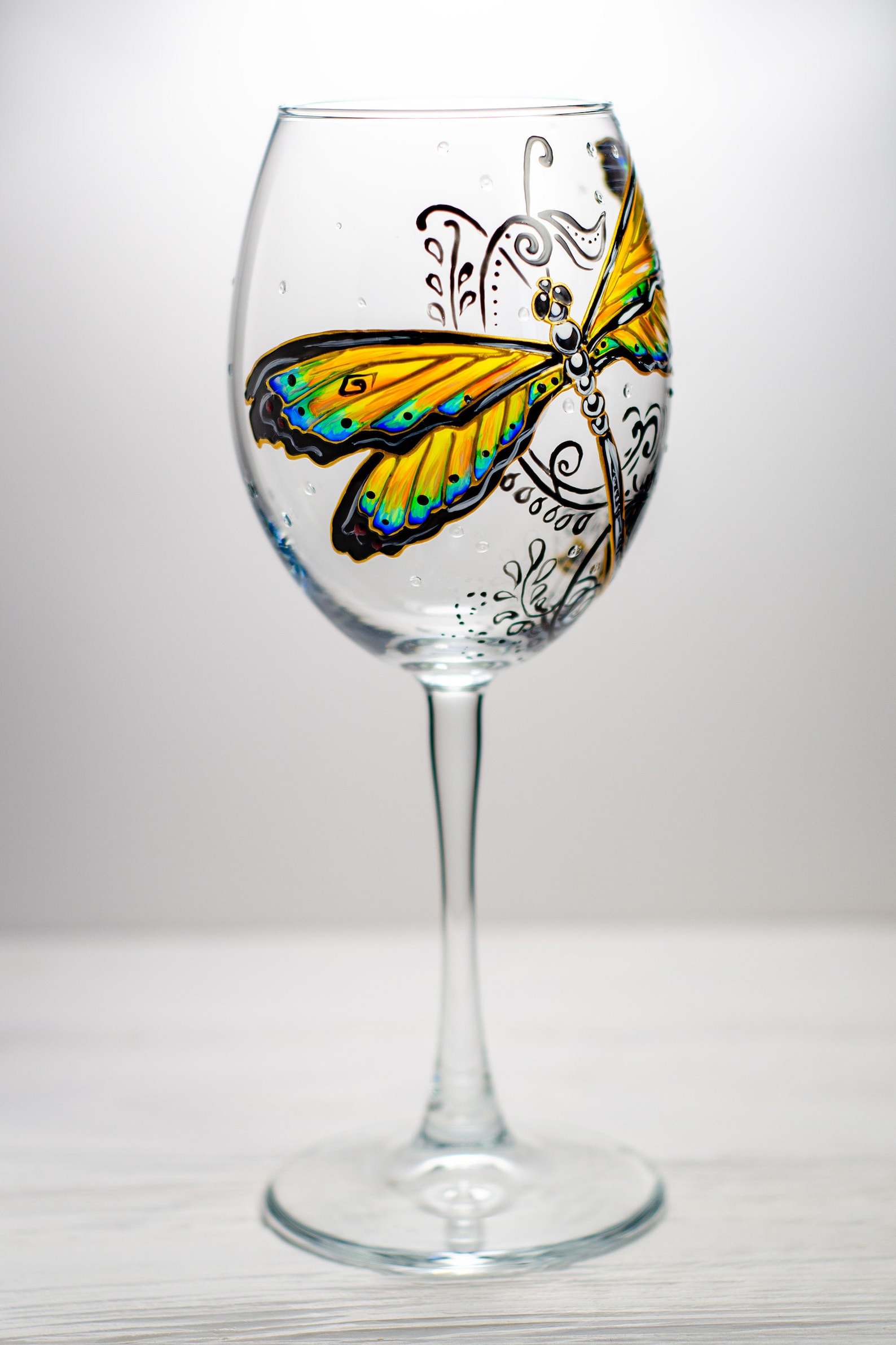 Wine Glass Personalized Dragonfly Wine Glasses Personalised Etsy