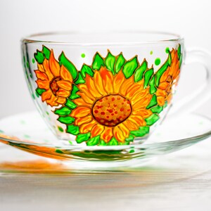 Personalized Sunflower Tea Set, Flowers Tea Cup and Saucer Set, Personalized Mothers Day Gift image 7