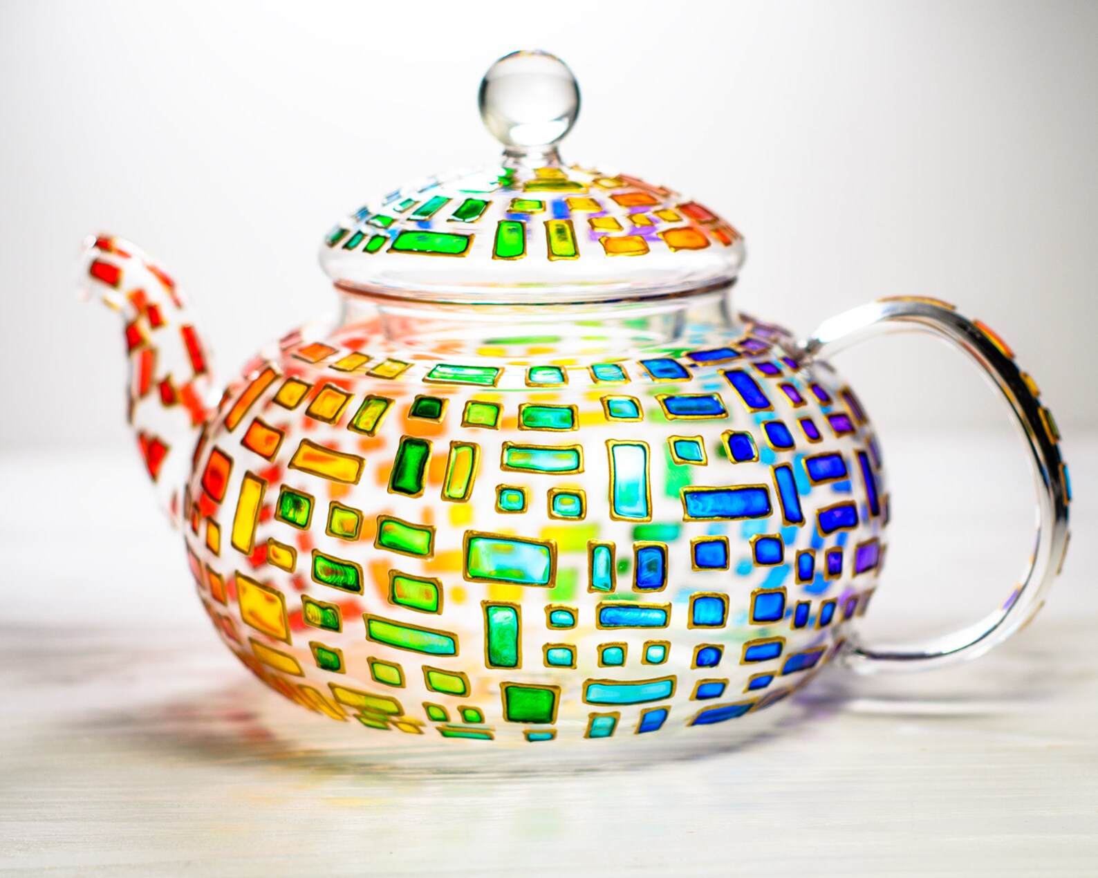 Teapot with Cups and Saucers Colorful Christmas Tea Set Etsy